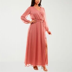 NWT Premier Amour long sleeve maxi dress. Size 14. Color: rose.